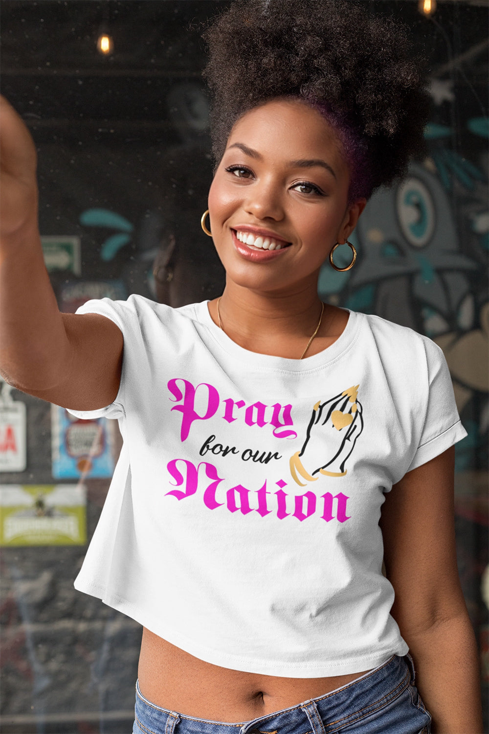 PRAY FOR OUR NATION | Flowy Cropped Tee