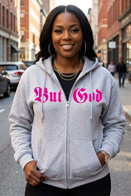 BUT GOD | Neon Pink - Adult Zip Hoodie