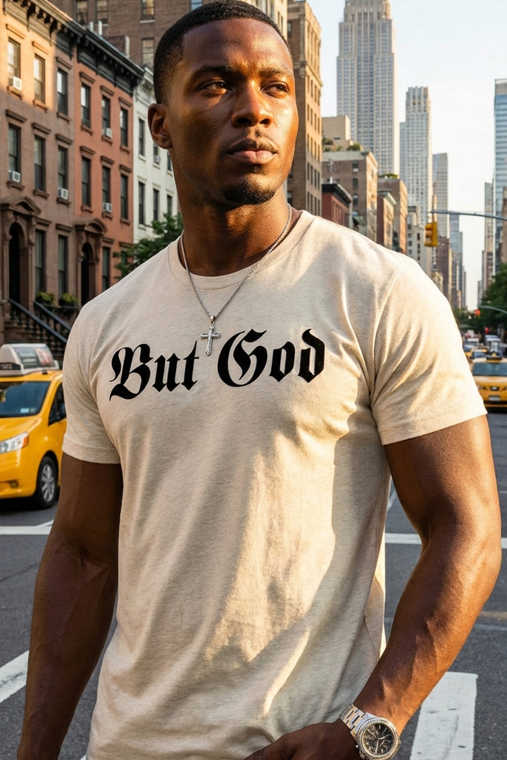 BUT GOD | Soft Flock Fitted Tee