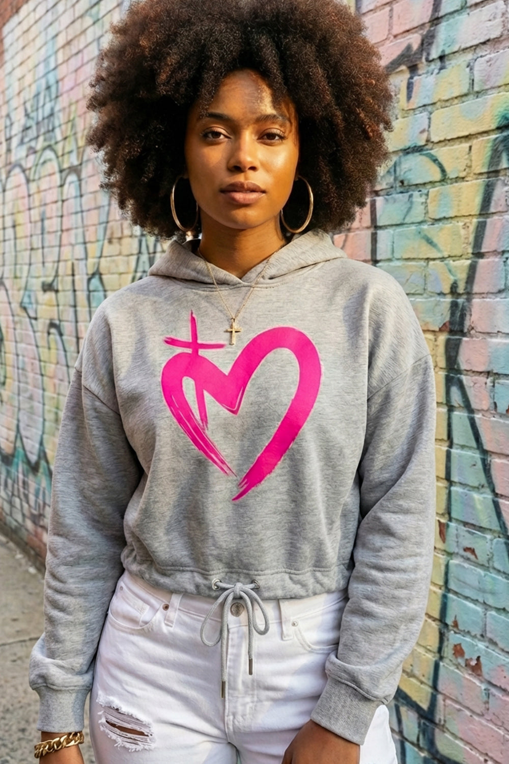 ETERNAL LOVE | Neon Pink Cropped Hoodie