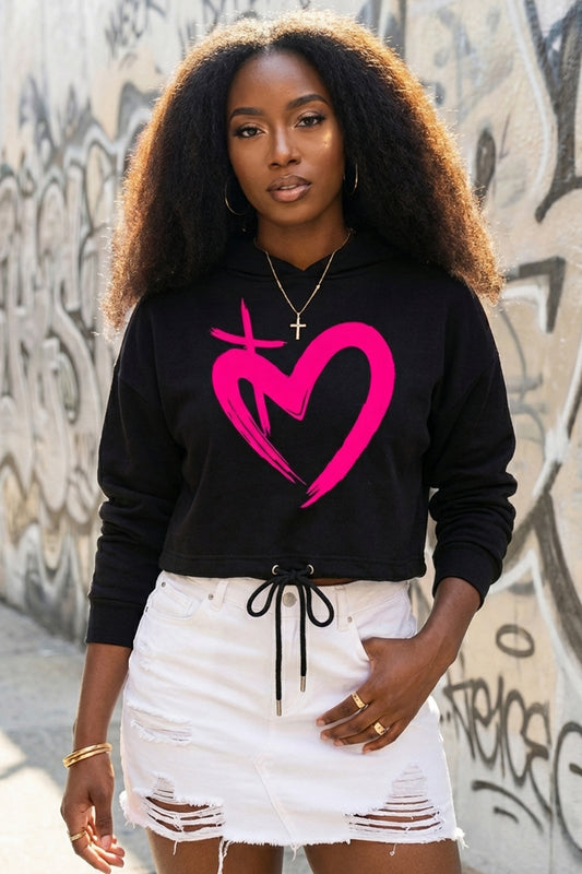 ETERNAL LOVE | Neon Pink Cropped Hoodie