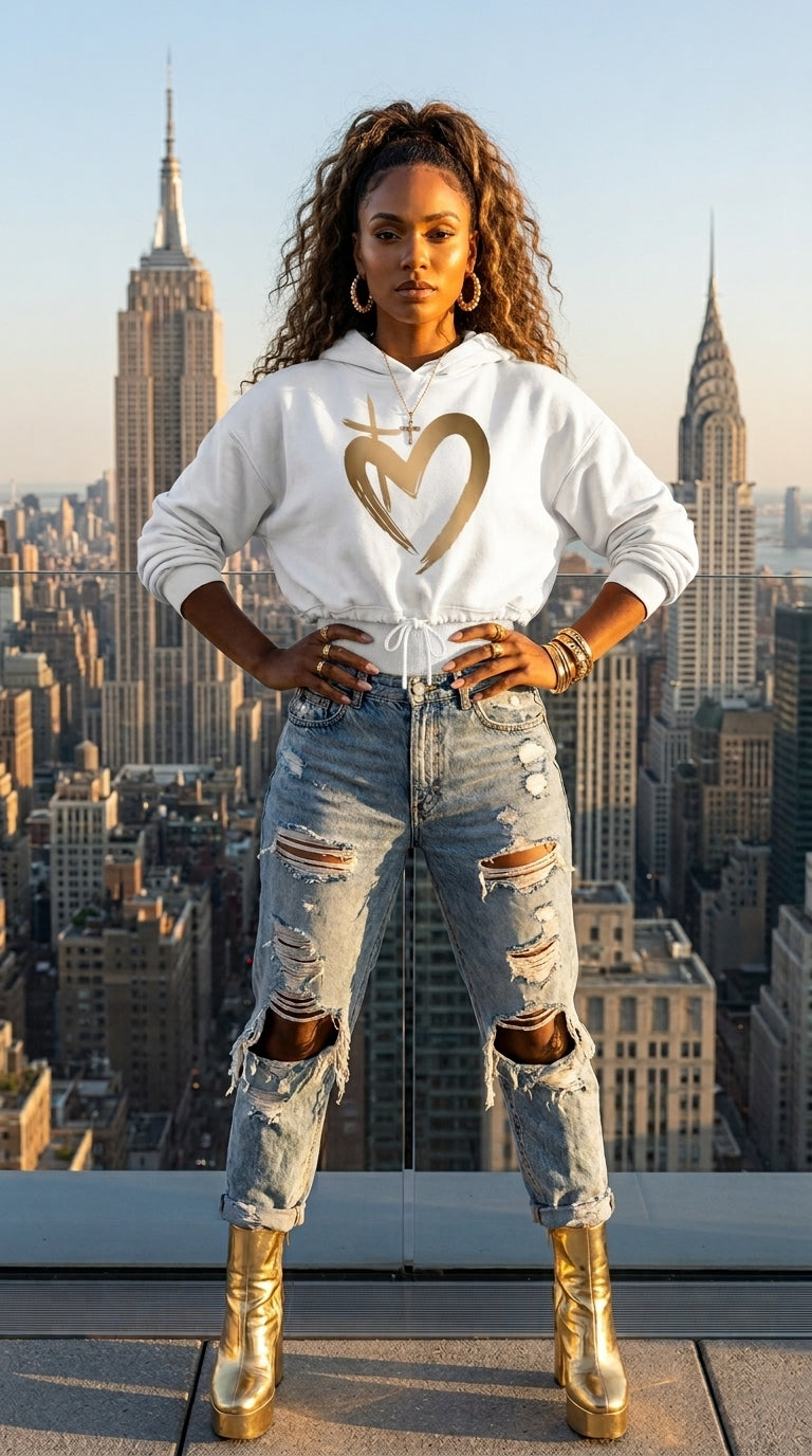 ETERNAL LOVE | Gold Glam - Cropped Hoodie