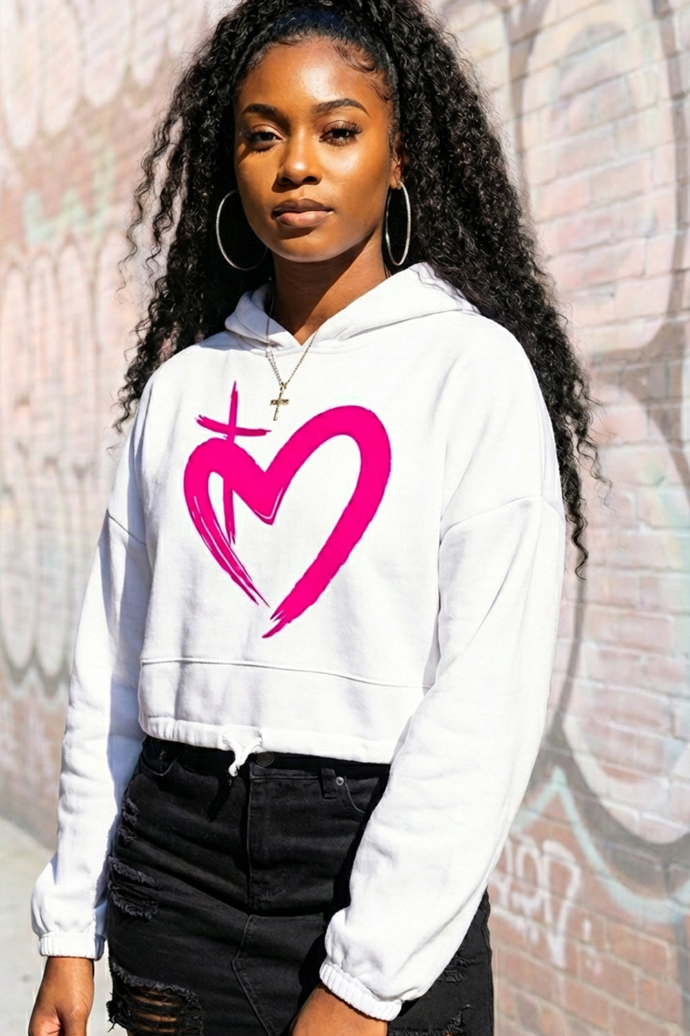 ETERNAL LOVE | Neon Pink Cropped Hoodie