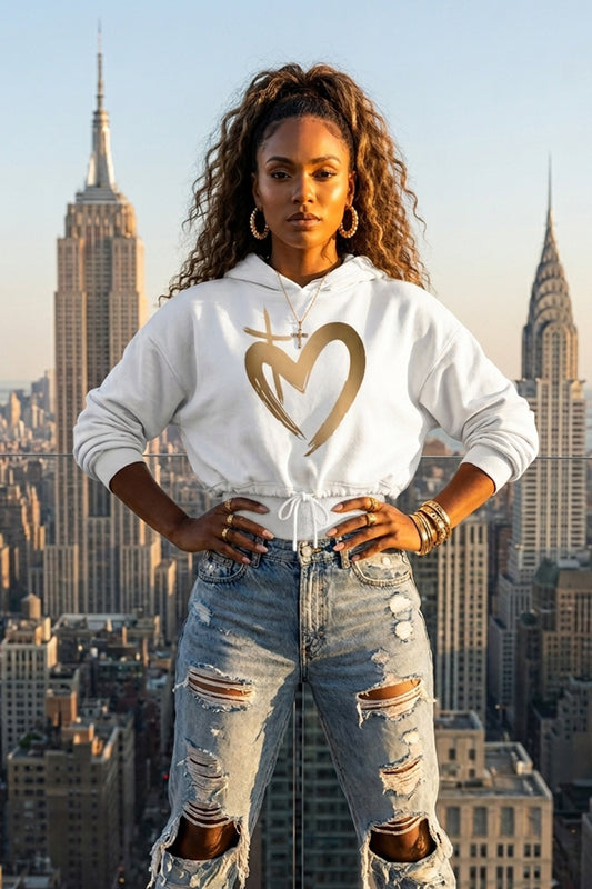 ETERNAL LOVE | Gold Glam - Cropped Hoodie