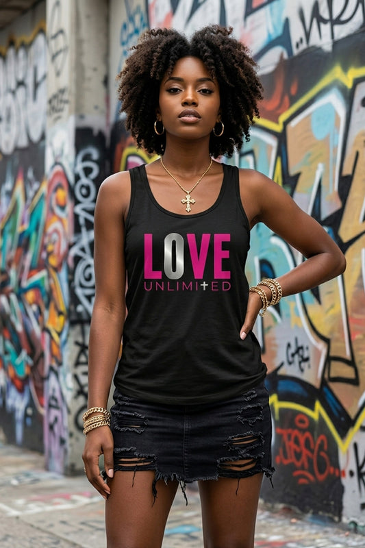 LOVE UNLIMITED | Neon Pink/Silver -Women's Tank top