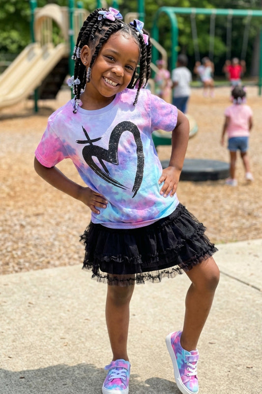 ETERNAL LOVE | Black Glitter - Youth Tie Dye Tee