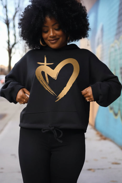 ETERNAL LOVE | Gold Glam - Cropped Hoodie