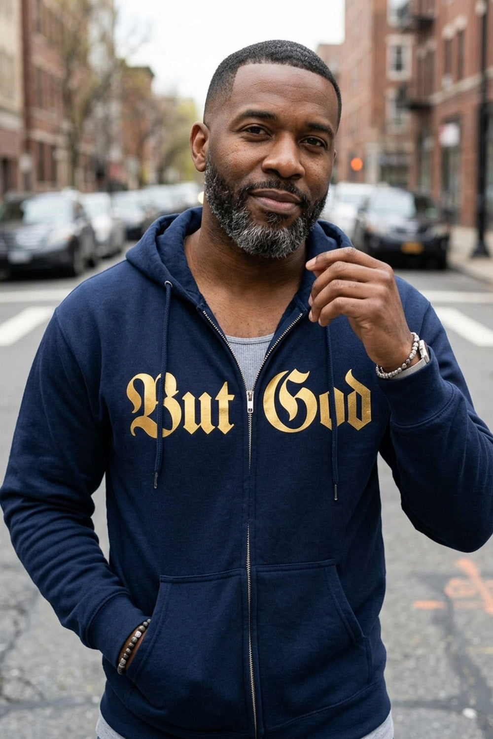 BUT GOD | Gold Adult Zip Hoodie