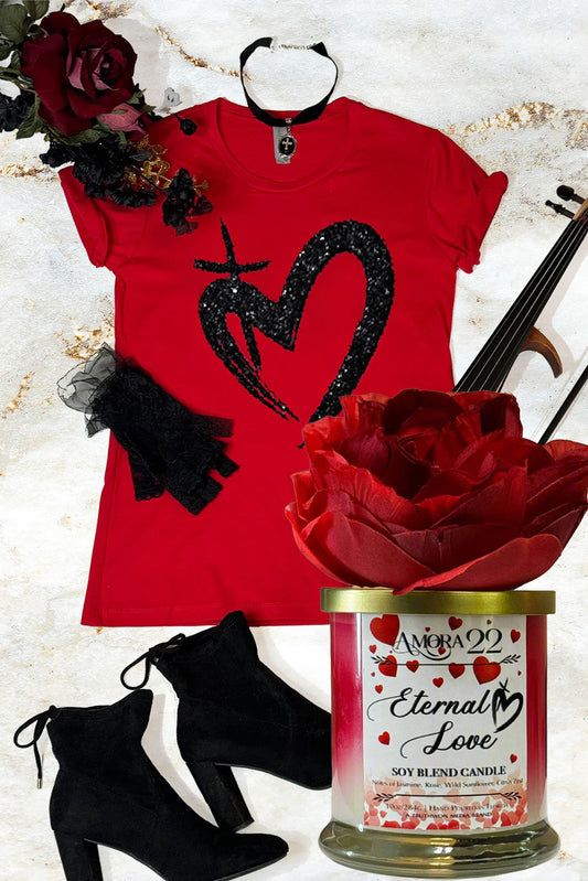 Eternal Love Tshirt Candle Bundle - Red