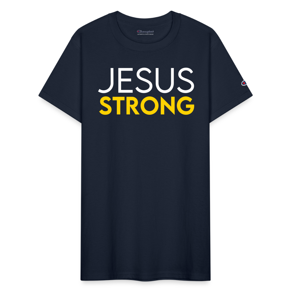 JESUS STRONG | White and Yellow - Adult T-Shirt - navy