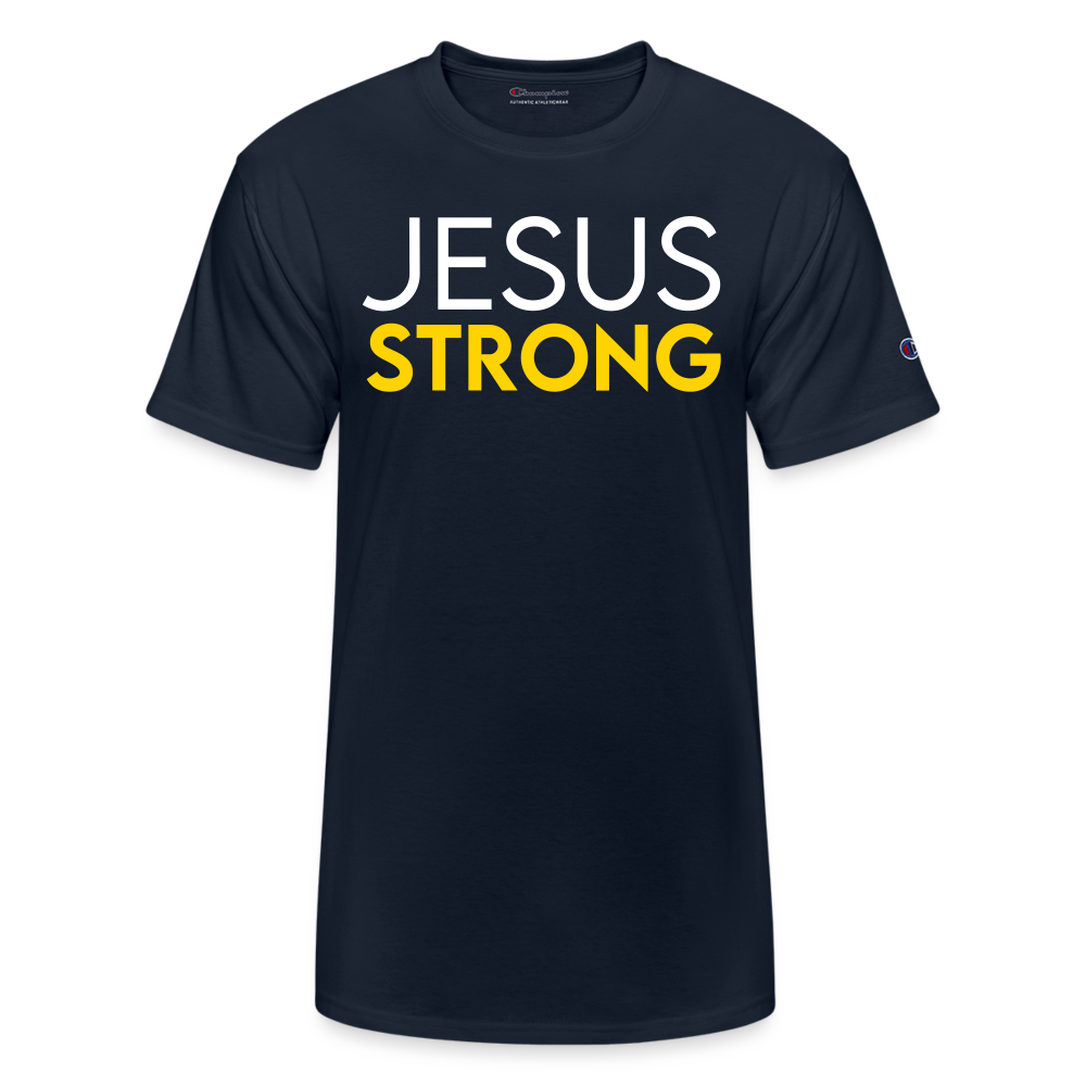 JESUS STRONG | White and Yellow - Adult T-Shirt - navy