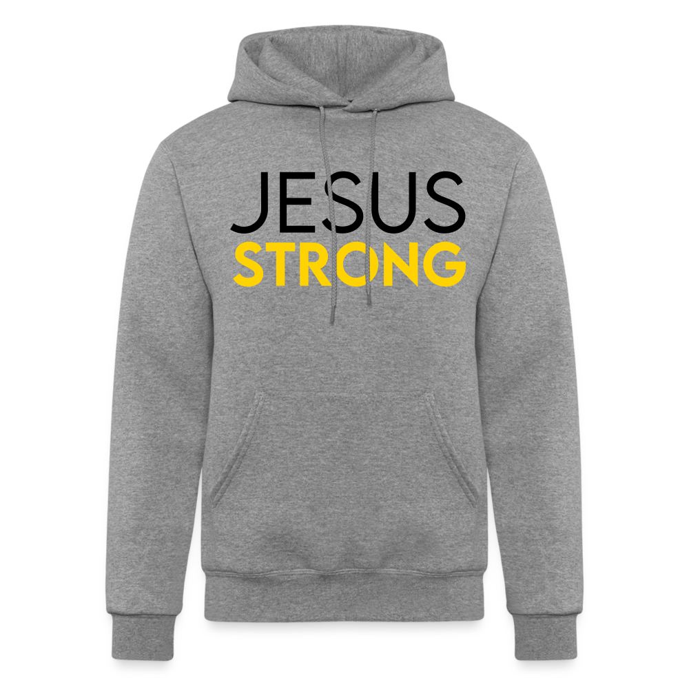 JESUS STRONG | Black and Yellow - Adult Hoodie - heather gray