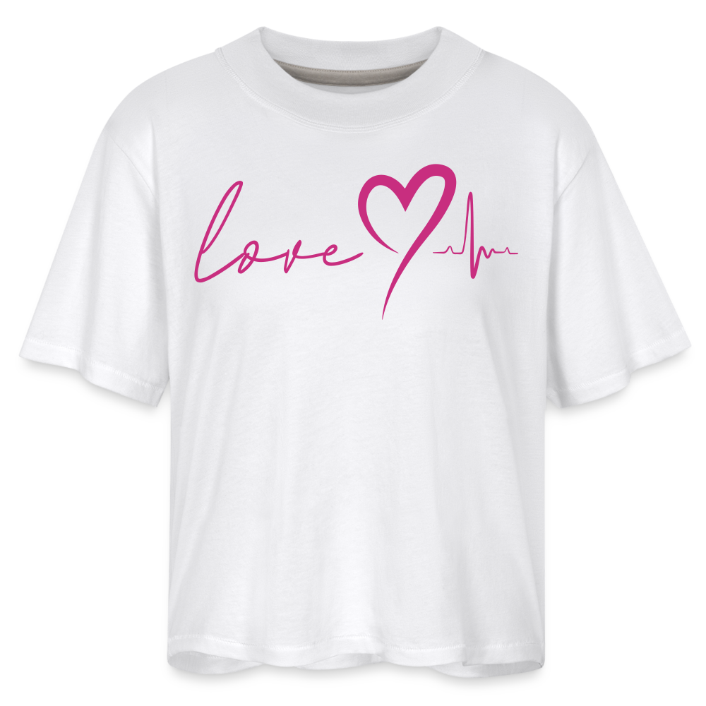 HEARTBEAT | Pink Velvet - Boxy Tee - white