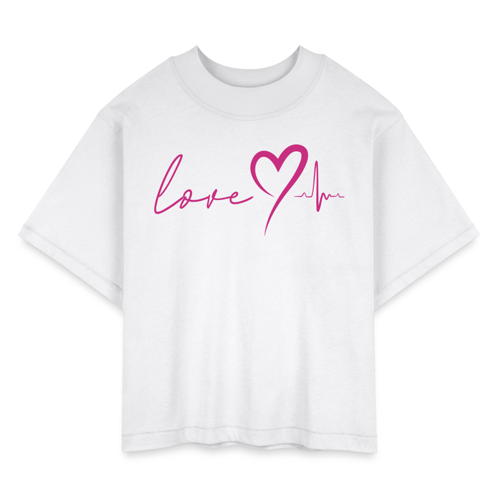 HEARTBEAT | Pink Velvet - Boxy Tee - white