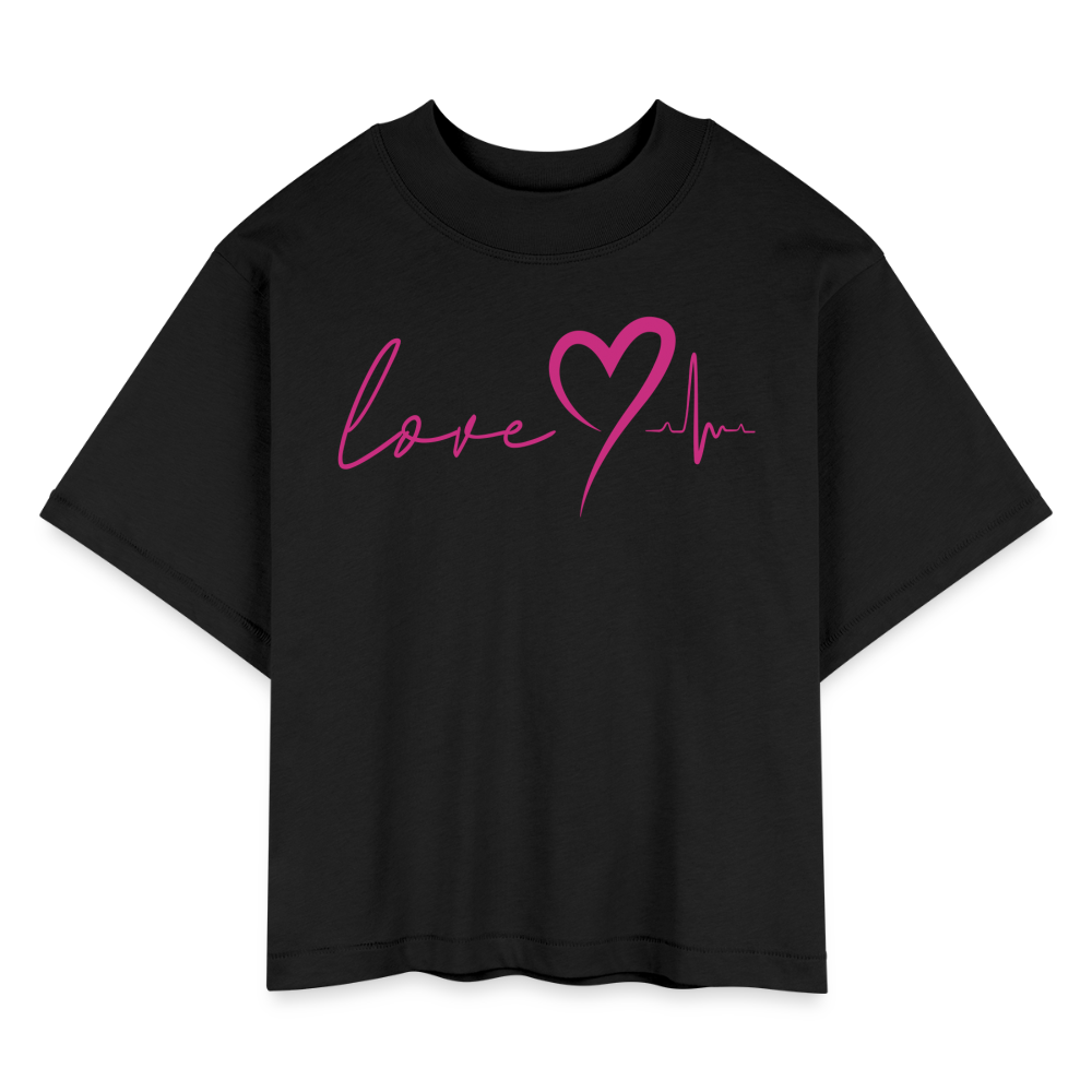 HEARTBEAT | Pink Velvet - Boxy Tee - black