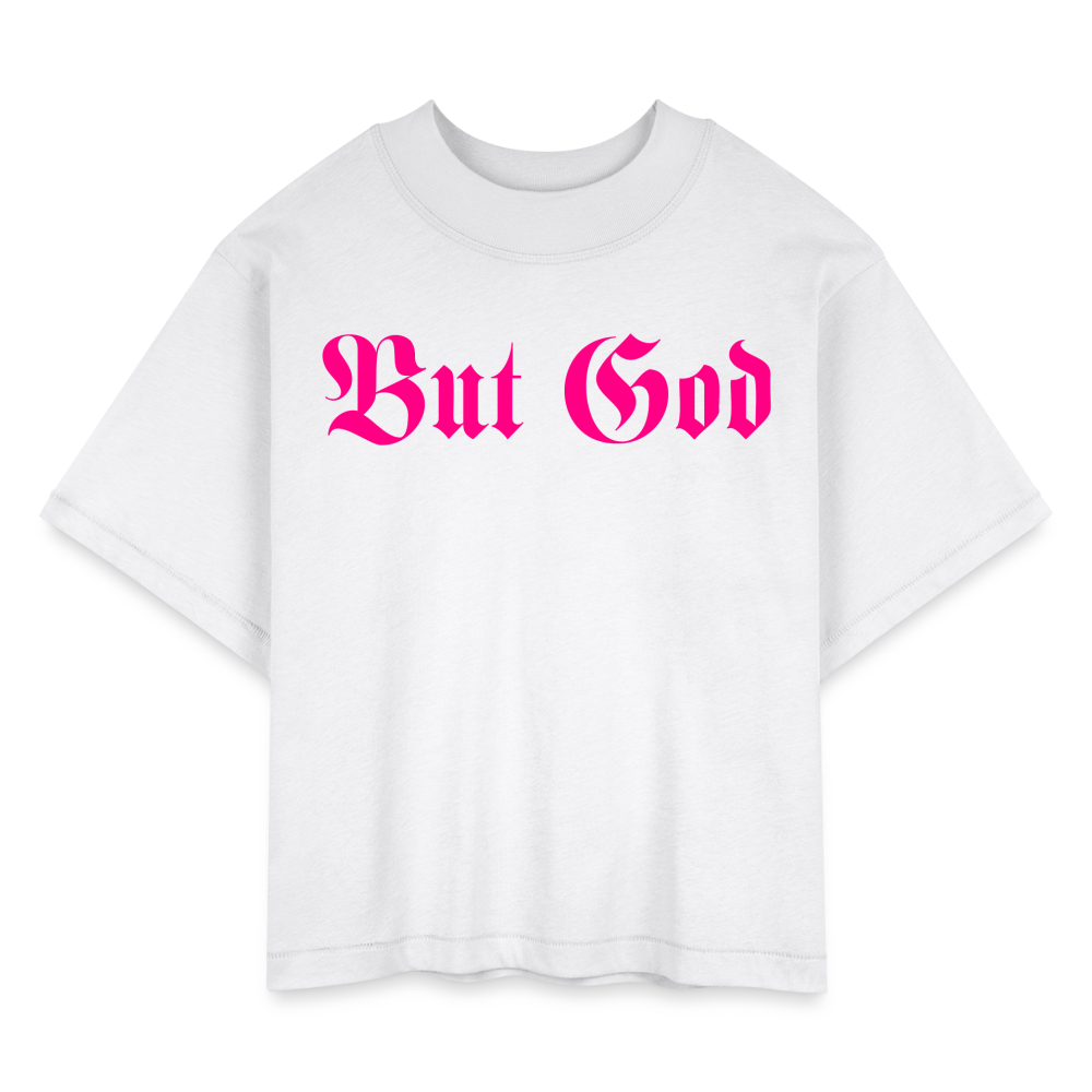 BUT GOD | Pink Highlighter - Boxy Tee - white