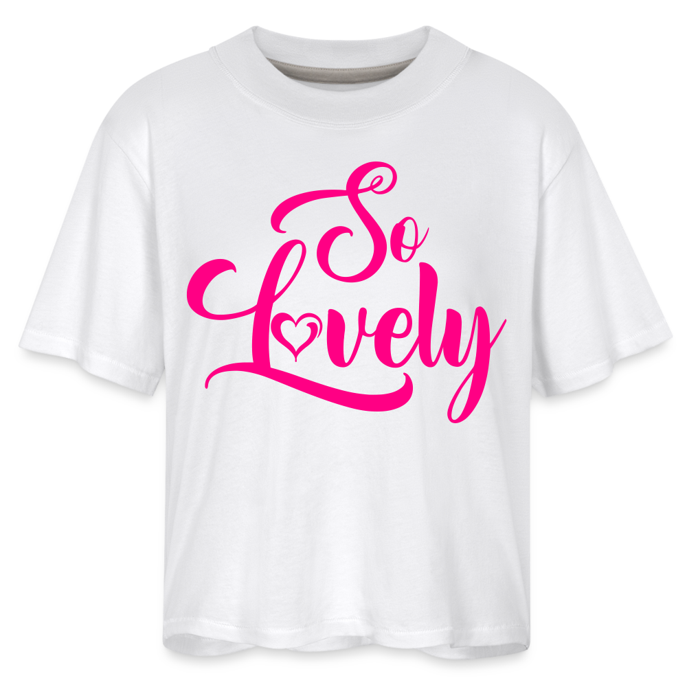 SO LOVELY | Pink Highlighter - Boxy Tee - white