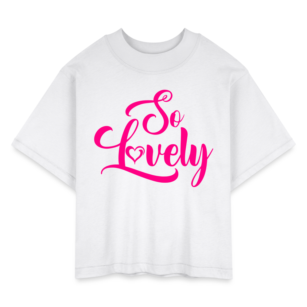 SO LOVELY | Pink Highlighter - Boxy Tee - white