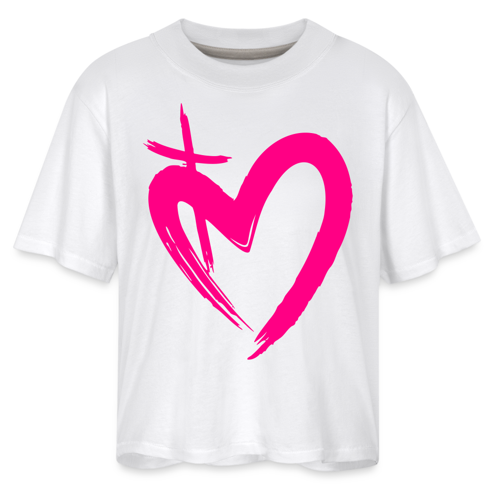 ETERNAL LOVE | Pink Highlighter - Boxy Tee - white