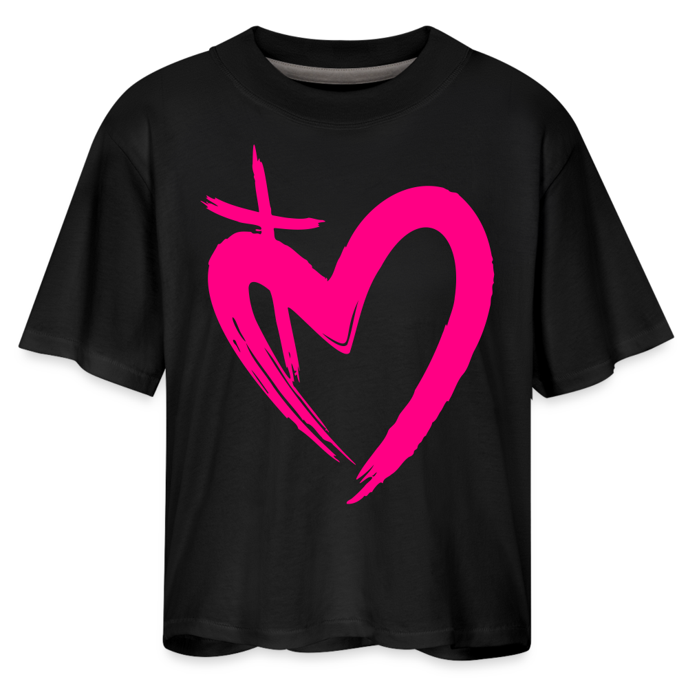 ETERNAL LOVE | Pink Highlighter - Boxy Tee - black