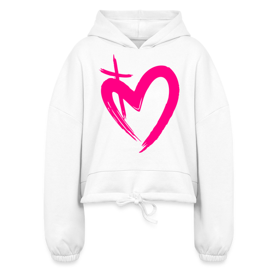 ETERNAL LOVE | Pink Highlighter - Cropped Hoodie - white