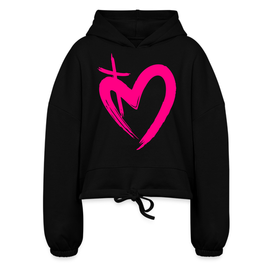 ETERNAL LOVE | Pink Highlighter - Cropped Hoodie - black