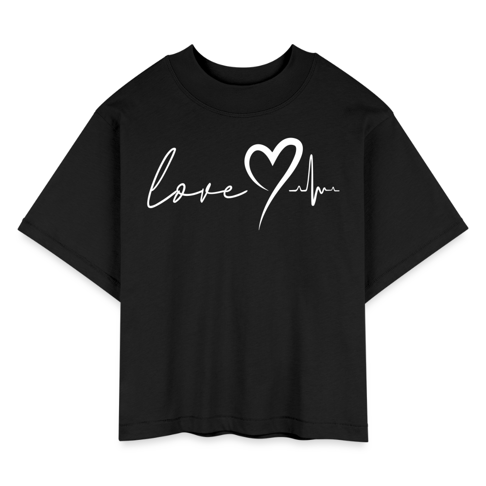 HEARTBEAT | White as Snow - Boxy Tee - black