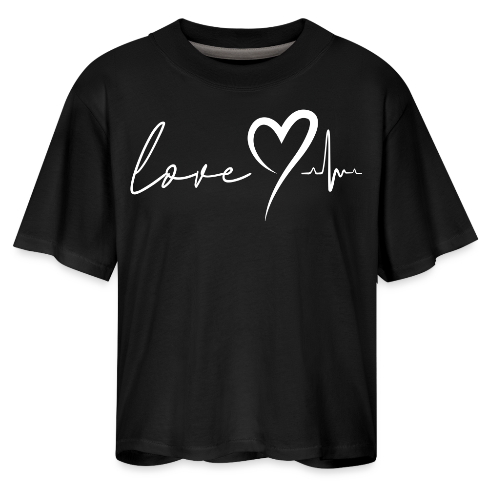 HEARTBEAT | White as Snow - Boxy Tee - black