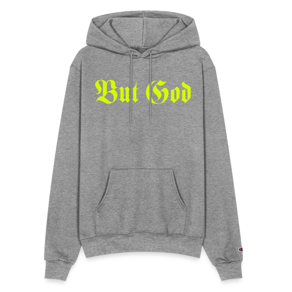 BUT GOD | Yellow Highlighter  - Adult Hoodie - heather gray