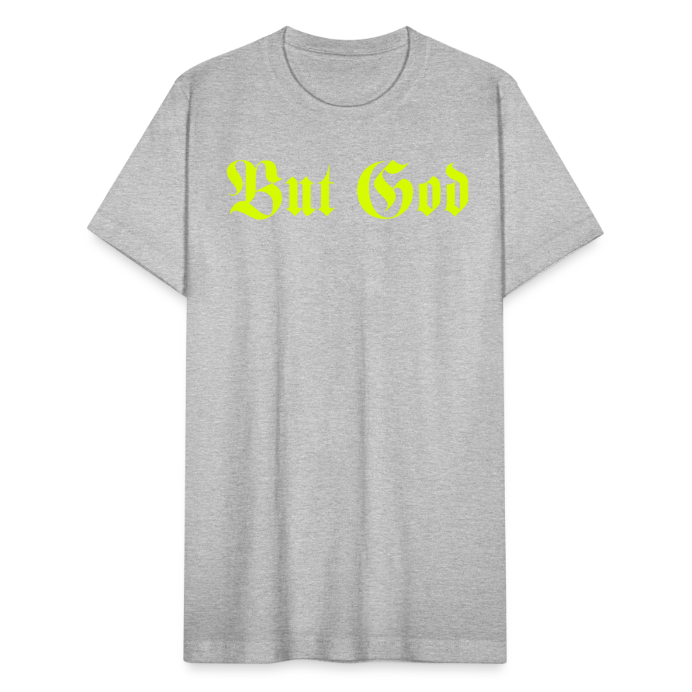 BUT GOD | Yellow Highlighter - Adult T-Shirt - heather gray