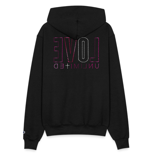 LOVE UNLIMITED | Pink/Silver Highlighter - Adult Hoodie - black